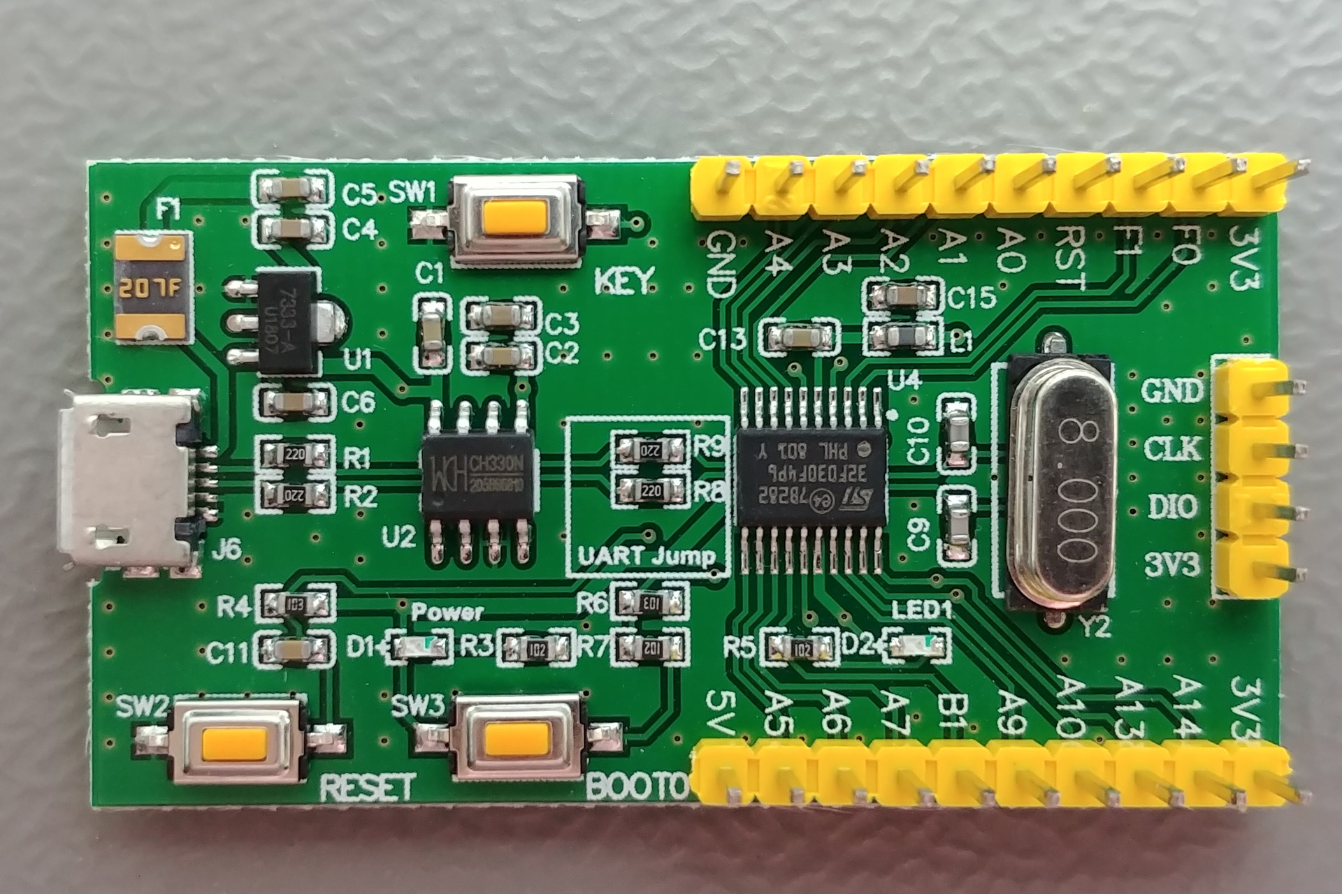 STM32F030F4 最小系统板 V2.0 (Minimal System Board): Top view